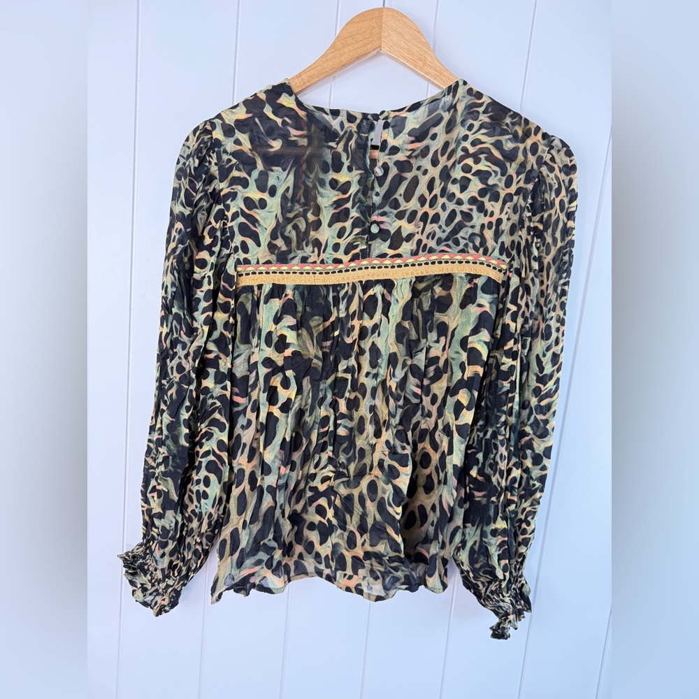 Anthro Blnk London Leopard Print Long Sleeve Women's Top - Picture 9 of 11